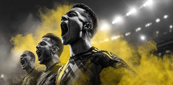 Coşkulu Melbet futbol taraftarları, takım için tezahürat yapıyor